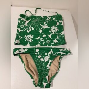 J. Crew Green and White Floral Womens Bikini